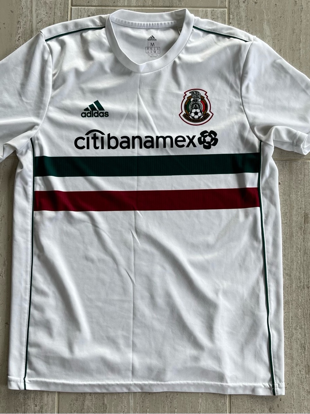 adidas Men’s White Mexico National Team Jersey with Green and Red Stripes